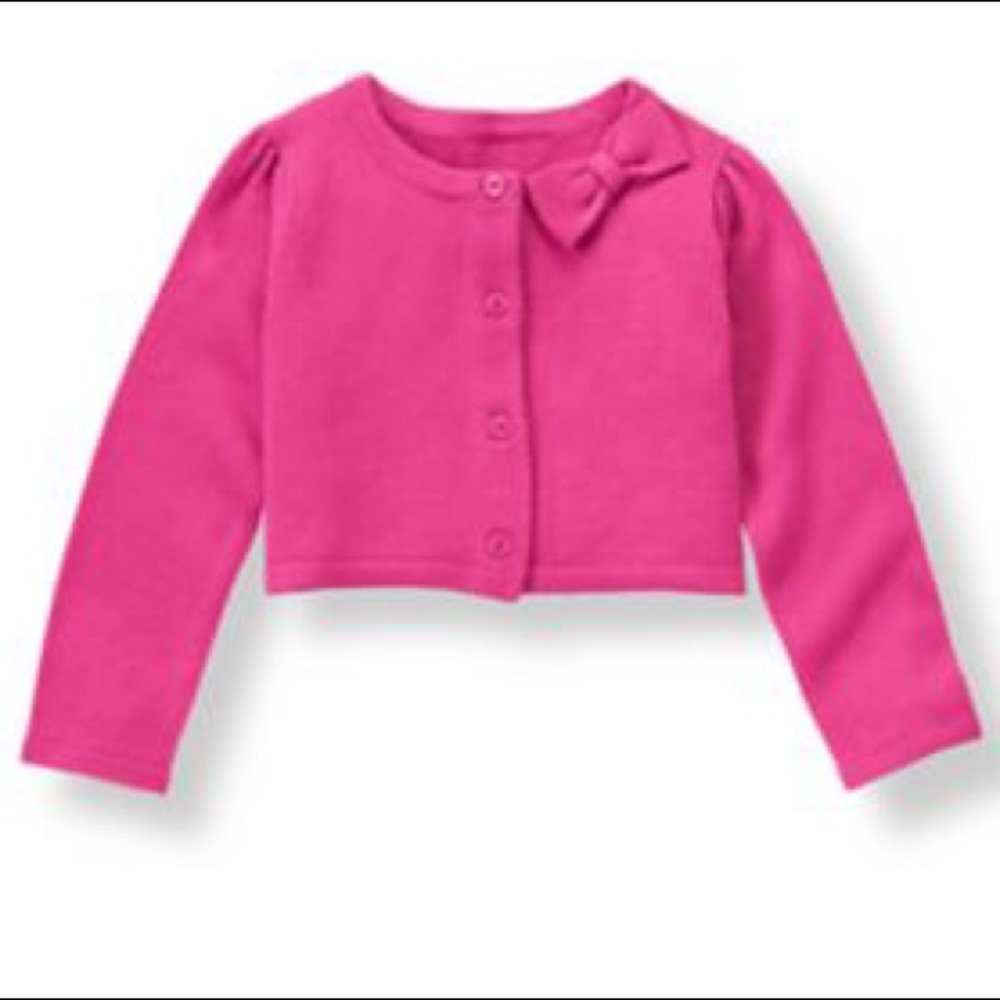 Girls' Pink Bow Cardigan Sweater